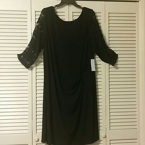 Laura Jeffries Black Dress w/Crochet Sleeve